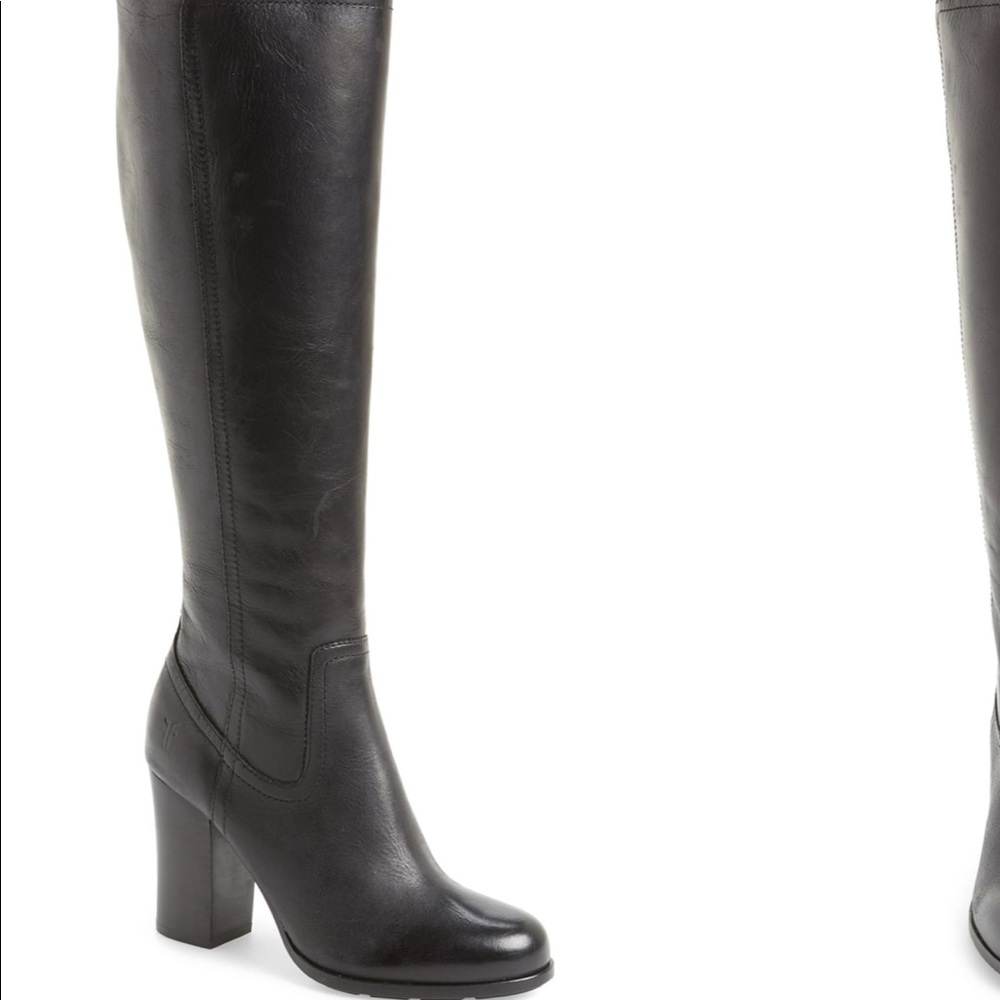 Frye tall Parker high heeled leather boot 7 black